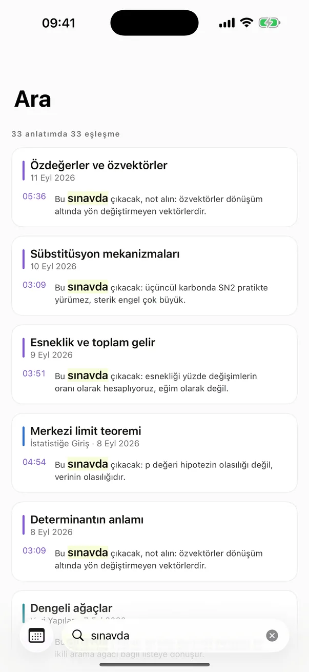Cathedra'da arama sonuçları: bir ifade, dönemin bütün derslerinde bulunmuş