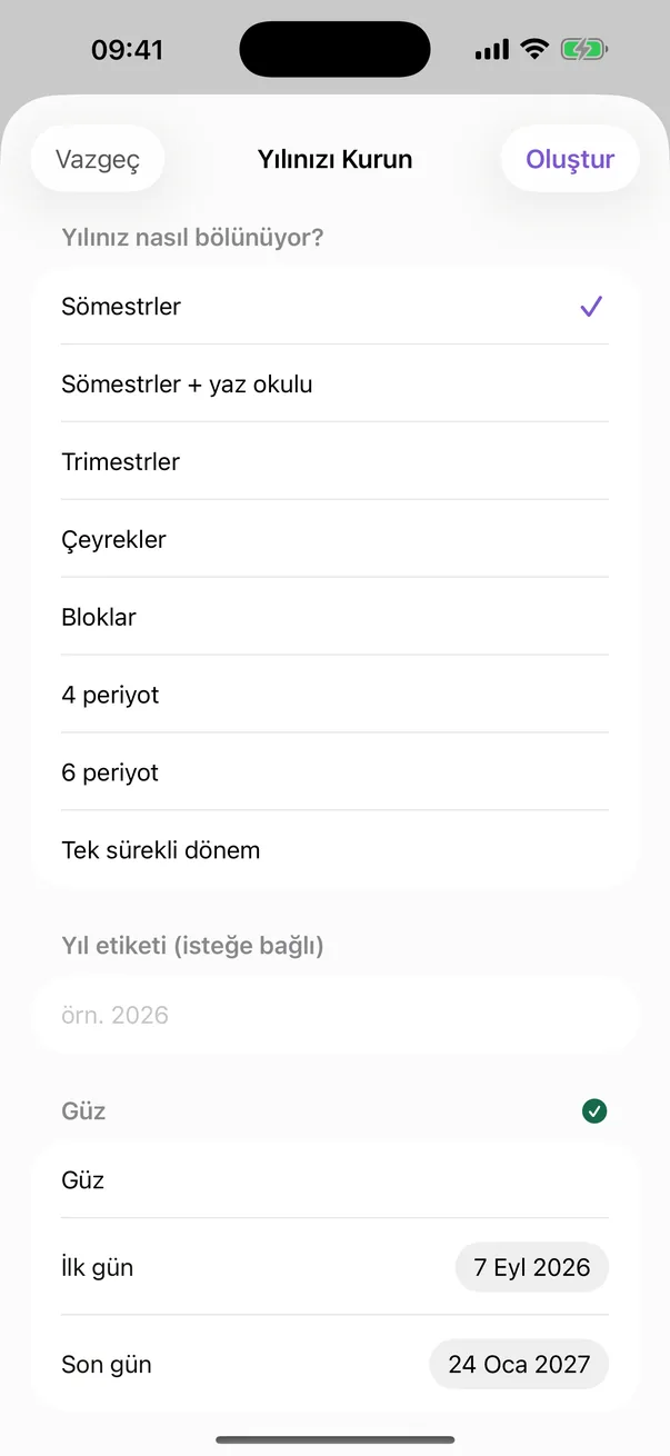 Cathedra'da akademik yılı kurmak: sömestr, trimestr, çeyrek, blok ya da periyot